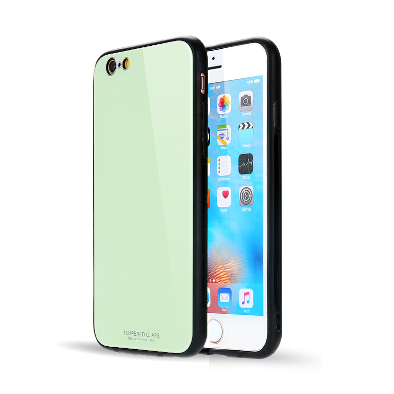 iPHONE 8 / 7 Tempered Glass Hybrid Case Cover (Green)